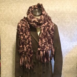 Promod chunky yarn long scarf in purple and green